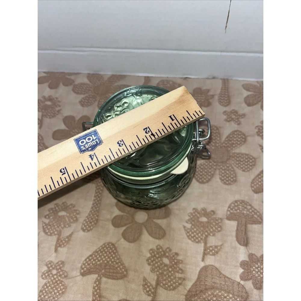 VTG‎ Libbey Light Green Glass Canister Jar Hinged With Seal